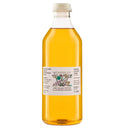 1 litre bottle of Womersley Foods Lime, Black Pepper & Lavender Fruit Vinegar standing with white background.