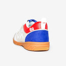 IDA Spirit Women's Indoor Soccer Futsal Shoe, White with Red & Blue accents, IC, Indoor Court