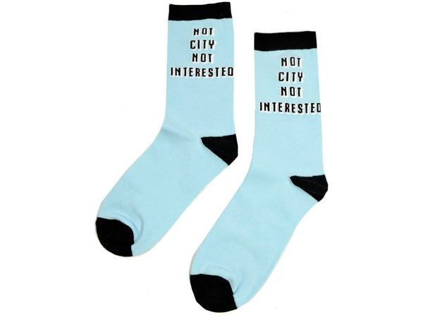 Team Direct Not City Not Interested Sky Blue 8 to 11 UK Adult Socks