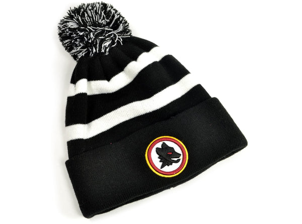 Twins Enterprise, Inc. AS Roma Knitted Turn Up Hat Black White Pom Pom