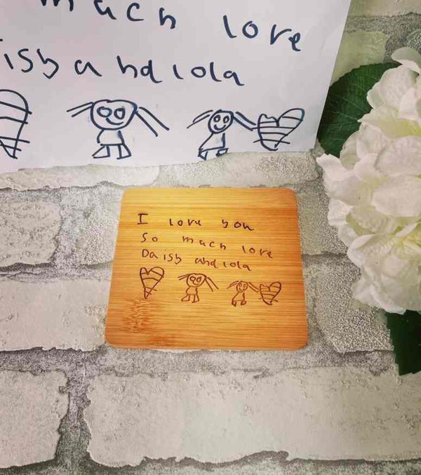 Personalised Wooden Coaster With Drawing
