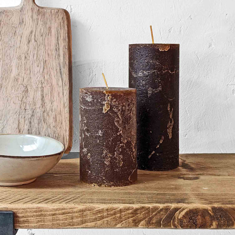 Rustic Pillar Candle | Cognac | Set of 2