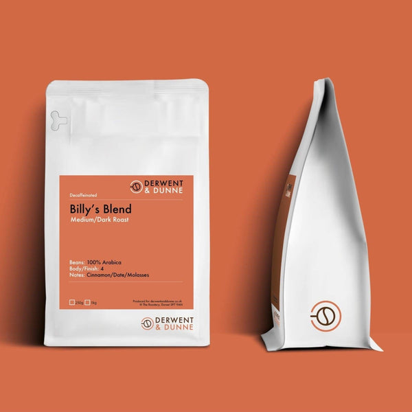 BILLY'S BLEND Decaffeinated - Mountain Water Process (Medium/Dark Roast) Black Cherry, Dates and Molasses