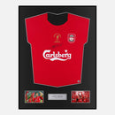 Framed Steven Gerrard Signed Liverpool Shirt Istanbul 2005 Home Front [Classic]