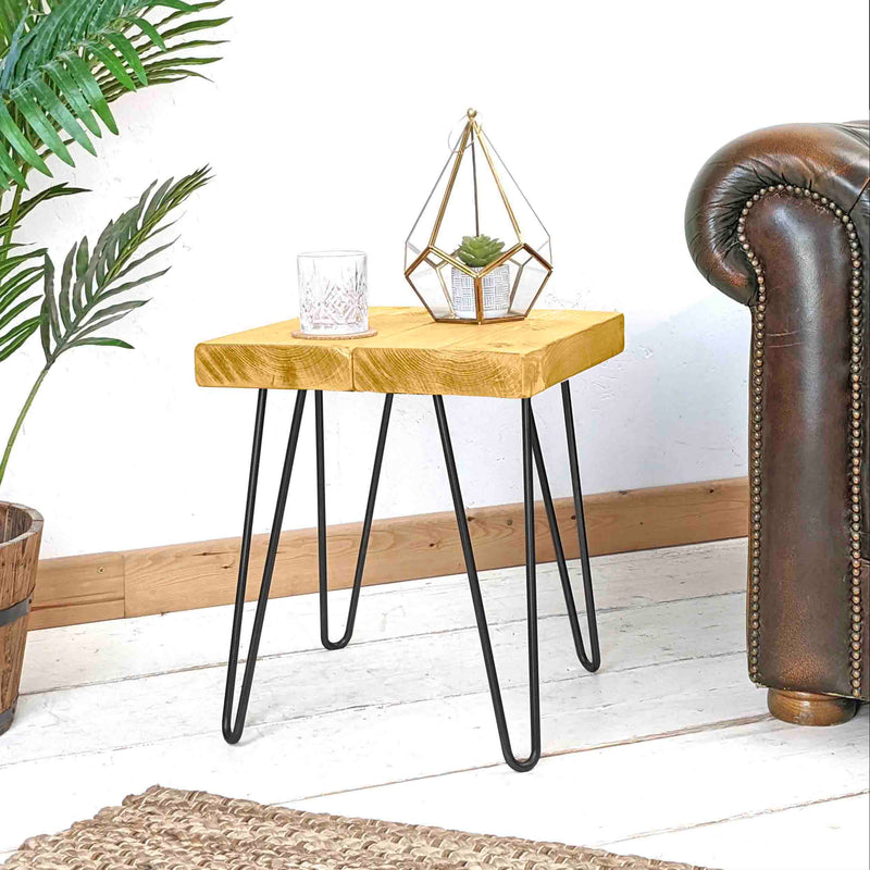 Rustic Side Table | Hairpin Leg