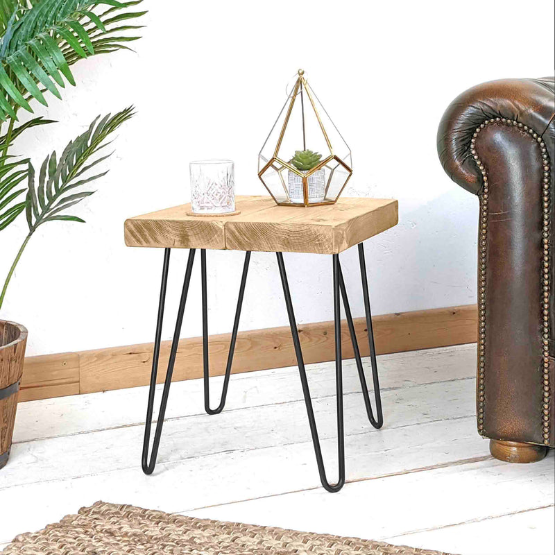 Rustic Side Table | Hairpin Leg
