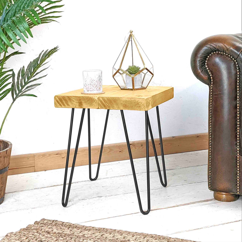 Rustic Side Table | Hairpin Leg