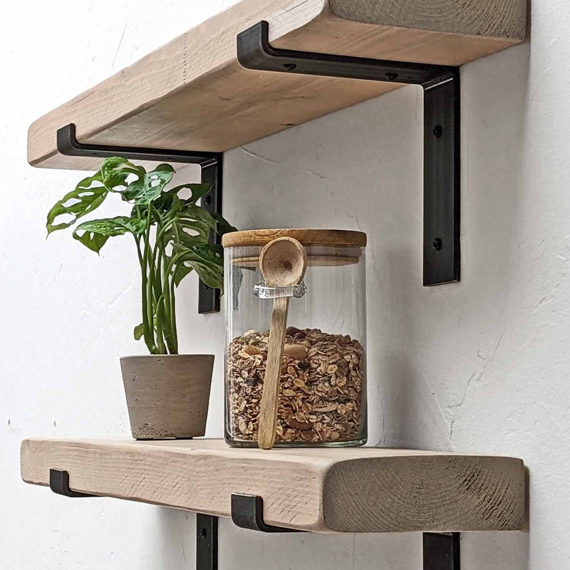 Rustic Lipped Metal Bracket Shelf | 15cm Depth