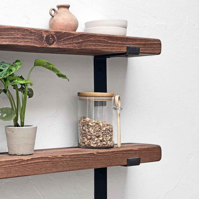 Rustic Lipped Metal Bracket Shelf | 15cm Depth