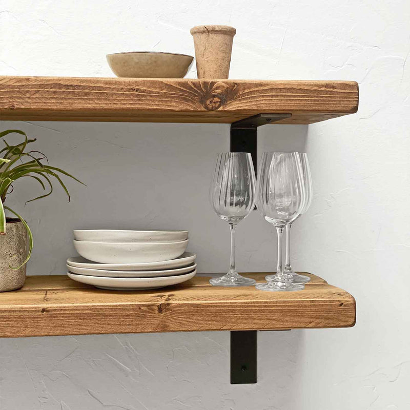 Rustic Metal Bracket Shelf | 30cm Depth
