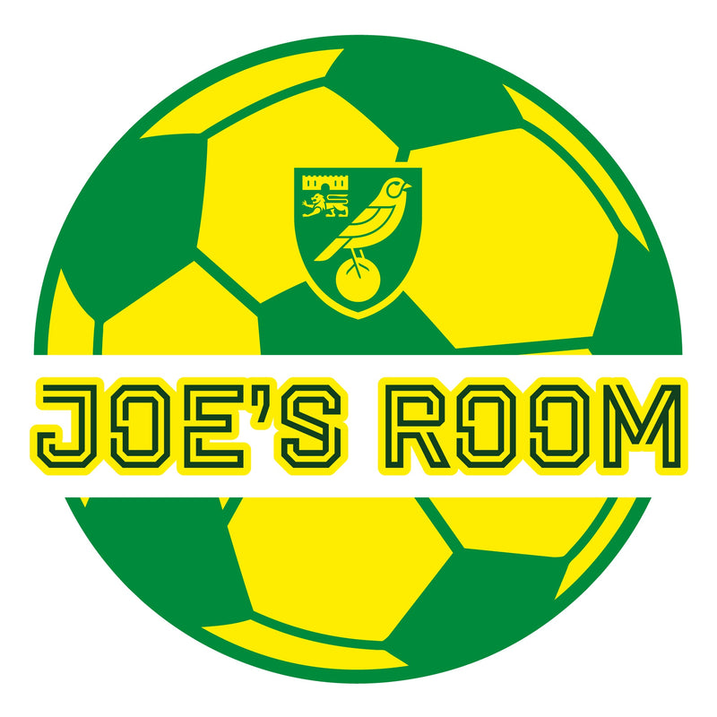 Norwich City FC - Personalised Name & Ball Design Wall Sticker