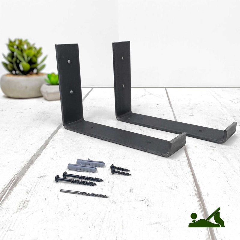 Rustic Inverted Metal Bracket Thin Shelf | 15cm Depth