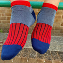 Oxford Stripe Men's Trainer Socks - Scarlet
