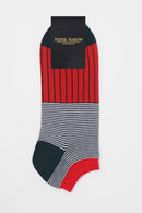 Oxford Stripe Men's Trainer Socks - Scarlet