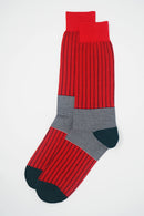 Oxford Stripe Men's Socks - Scarlet