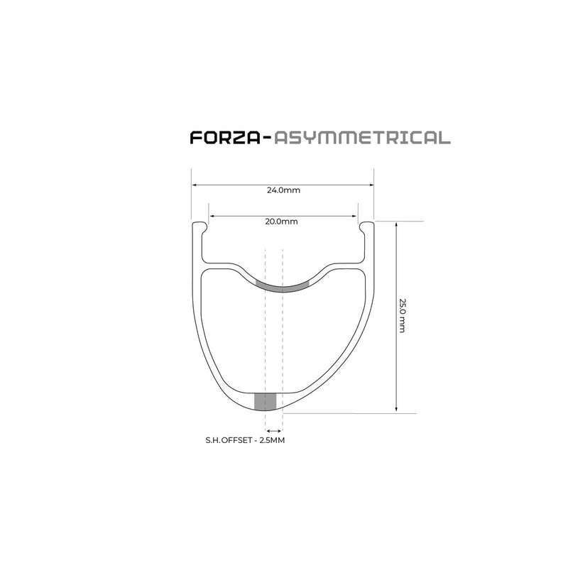 Forza Rim Brake Wheelset 700c - Rim Dimensions