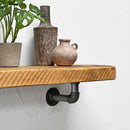 Wooden Shelf With Industrial Pipe Bracket | 22cm Depth