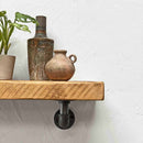 Wooden Shelf With Industrial Pipe Bracket | 22cm Depth