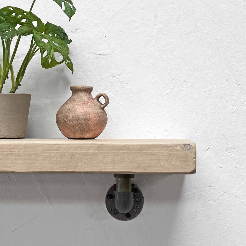 Wooden Shelf With Industrial Pipe Bracket | 15cm Depth