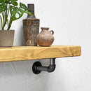 Wooden Shelf With Industrial Pipe Bracket | 22cm Depth