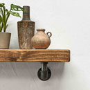 Wooden Shelf With Industrial Pipe Bracket | 22cm Depth