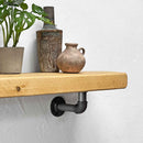 Wooden Shelf With Industrial Pipe Bracket | 22cm Depth