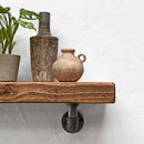 Wooden Shelf With Industrial Pipe Bracket | 22cm Depth