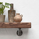 Wooden Shelf With Industrial Pipe Bracket | 22cm Depth