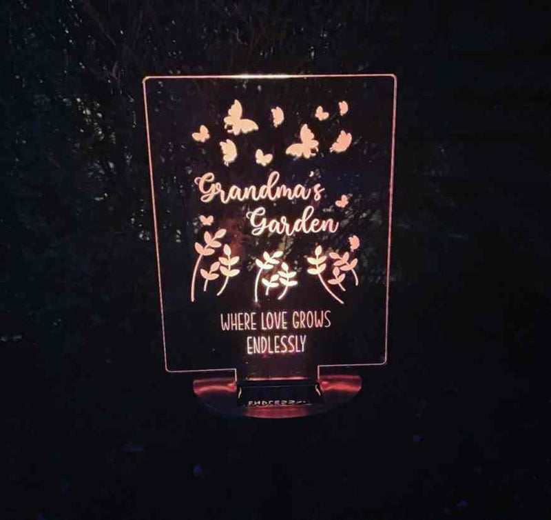 Personalised Solar Powered Light - 'Grandma's Garden' Design