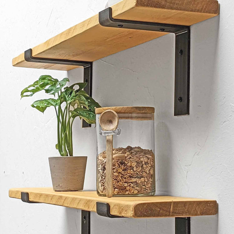 Rustic Thin Lipped Metal Bracket Shelf | 15cm Depth