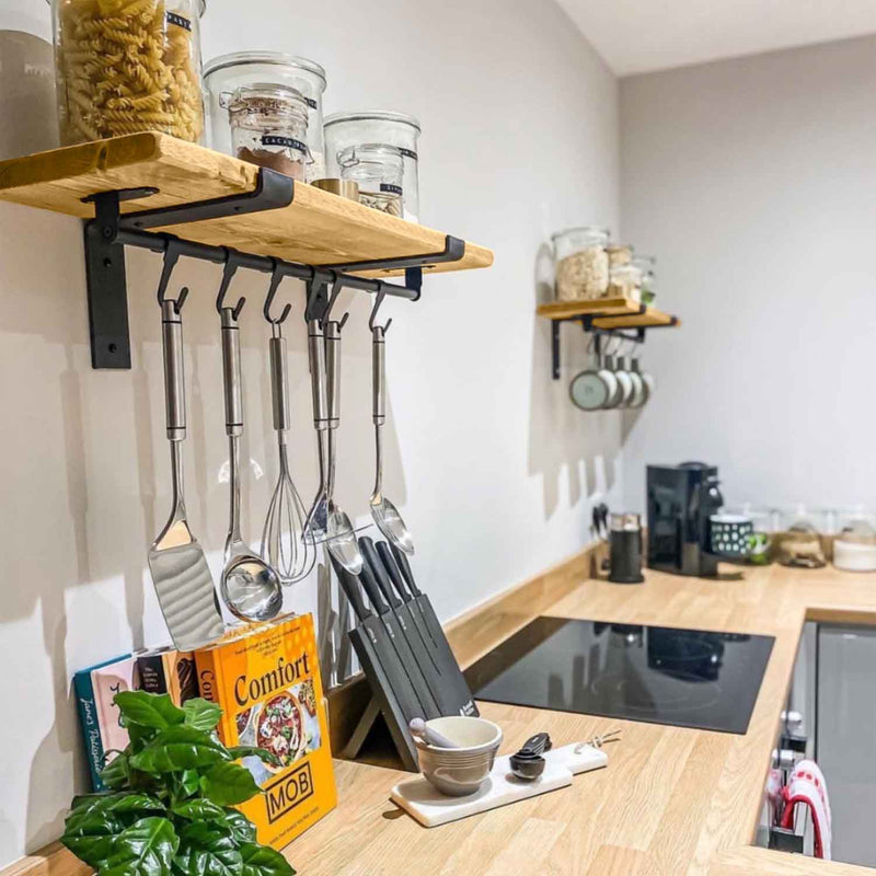 Rustic Thin Lipped Metal Bracket Shelf | 15cm Depth
