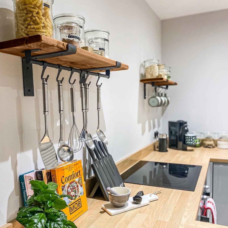 Rustic Thin Lipped Metal Bracket Shelf | 15cm Depth