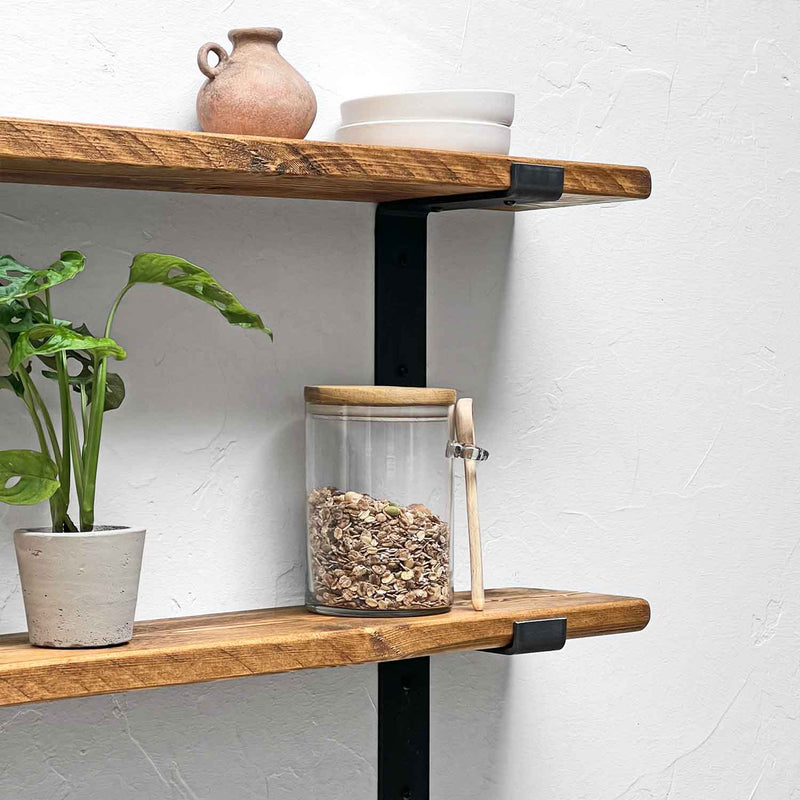 Rustic Thin Lipped Metal Bracket Shelf | 15cm Depth