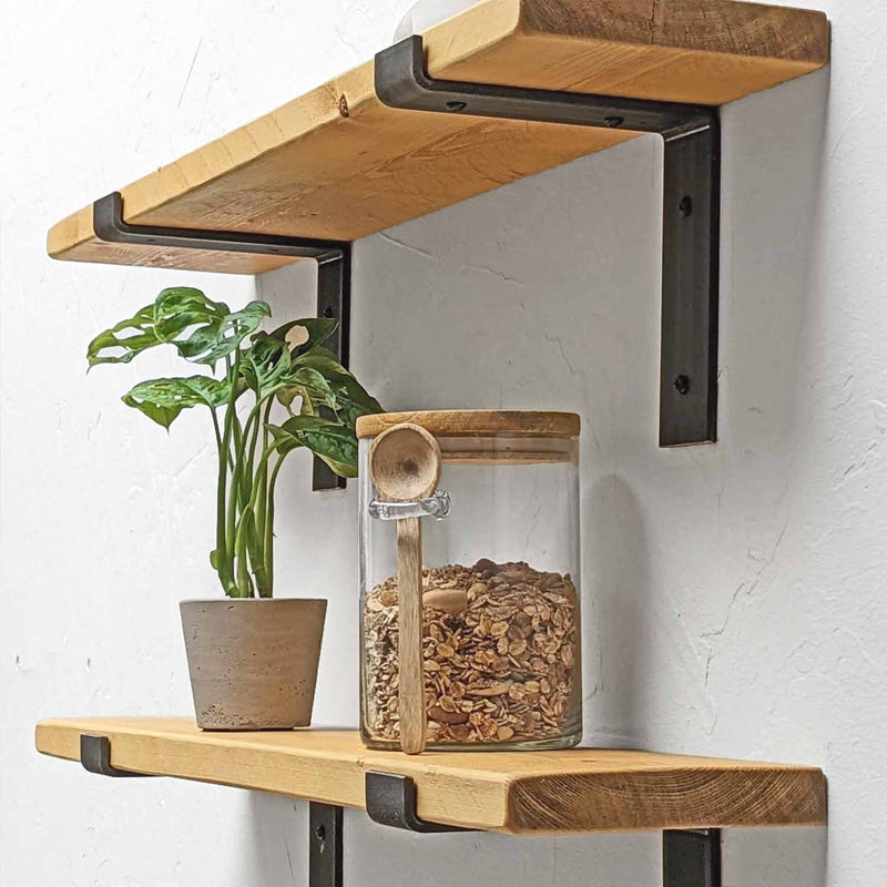 Rustic Thin Lipped Metal Bracket Shelf | 15cm Depth