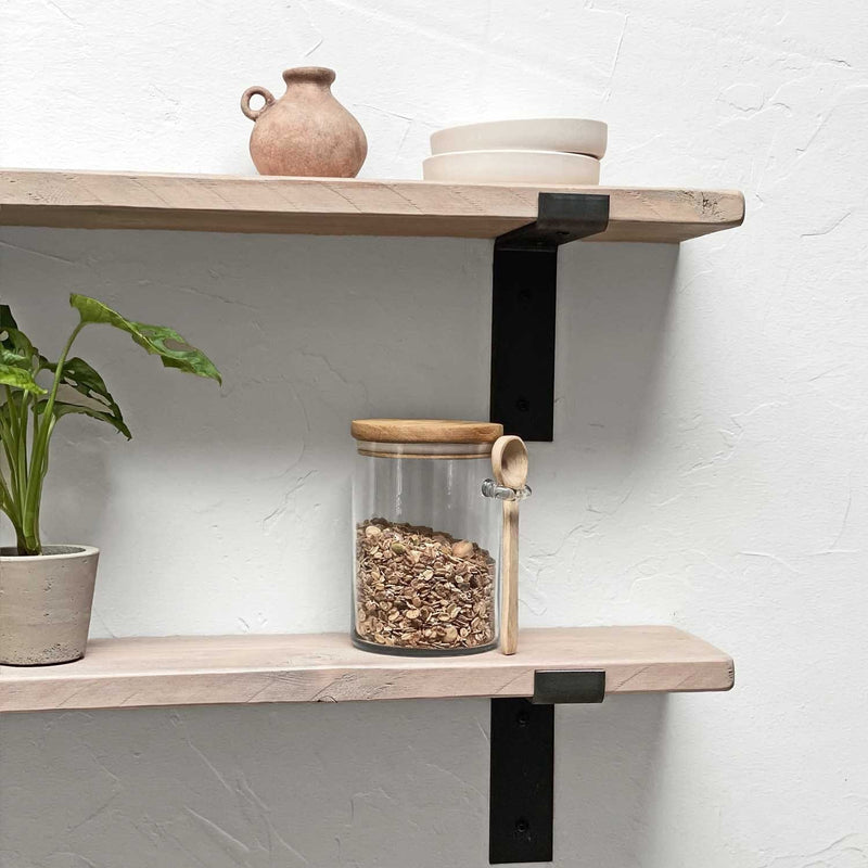 Rustic Thin Lipped Metal Bracket Shelf | 15cm Depth