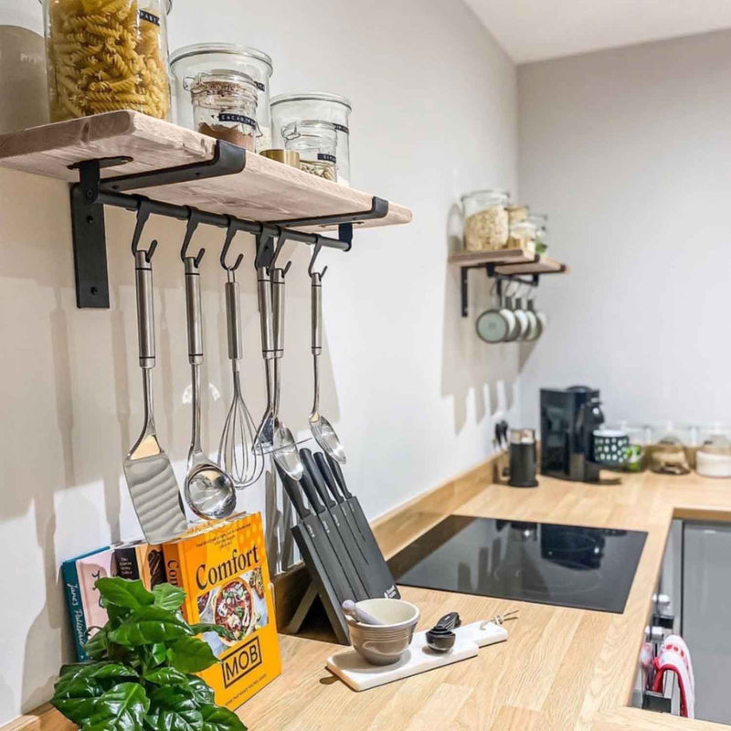 Rustic Thin Lipped Metal Bracket Shelf | 15cm Depth