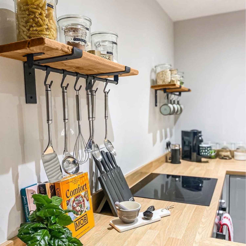 Rustic Thin Lipped Metal Bracket Shelf | 15cm Depth