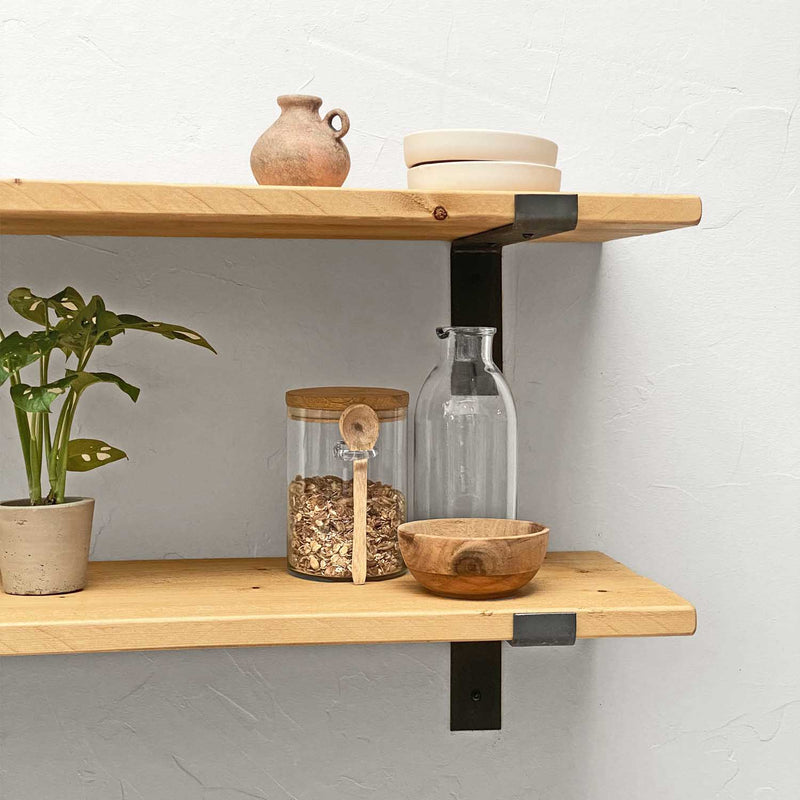 Rustic Thin Lipped Metal Bracket Shelf | 30cm Depth