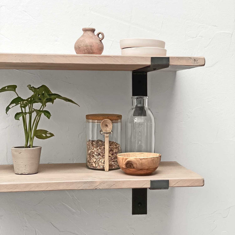 Rustic Thin Lipped Metal Bracket Shelf | 30cm Depth