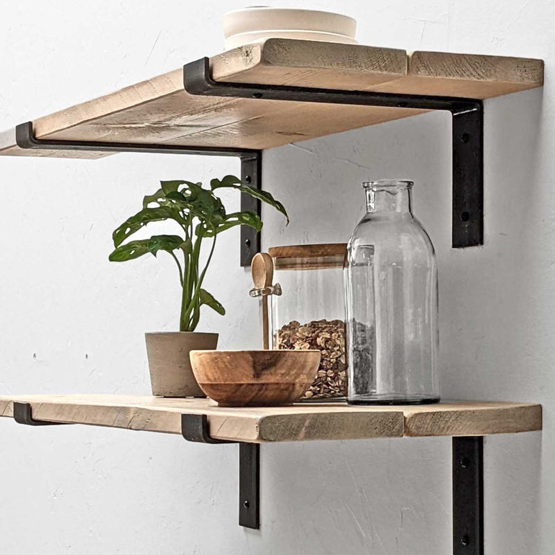 Rustic Thin Lipped Metal Bracket Shelf | 30cm Depth