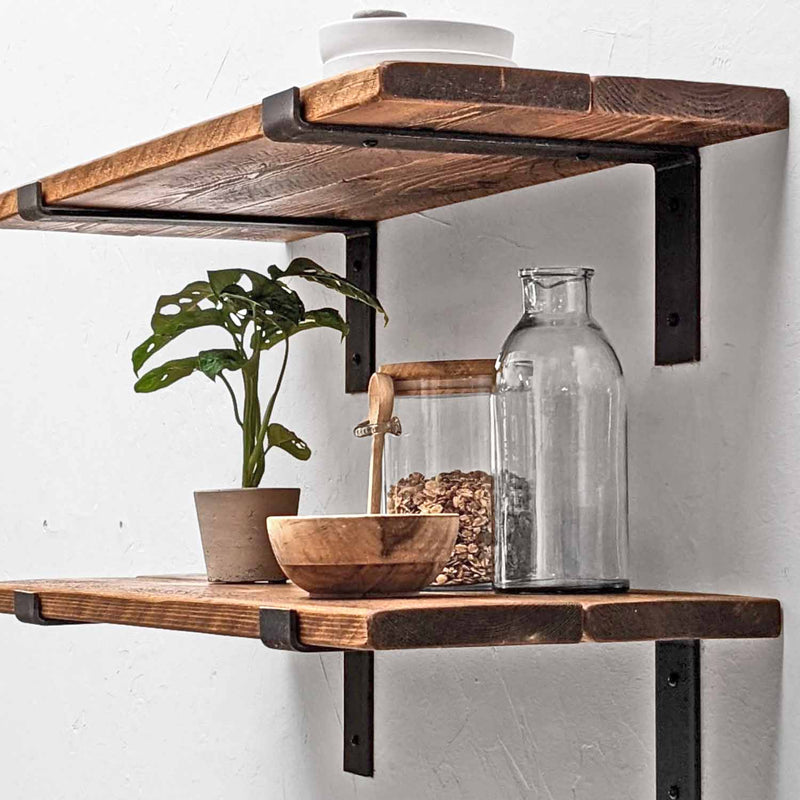 Rustic Thin Lipped Metal Bracket Shelf | 30cm Depth