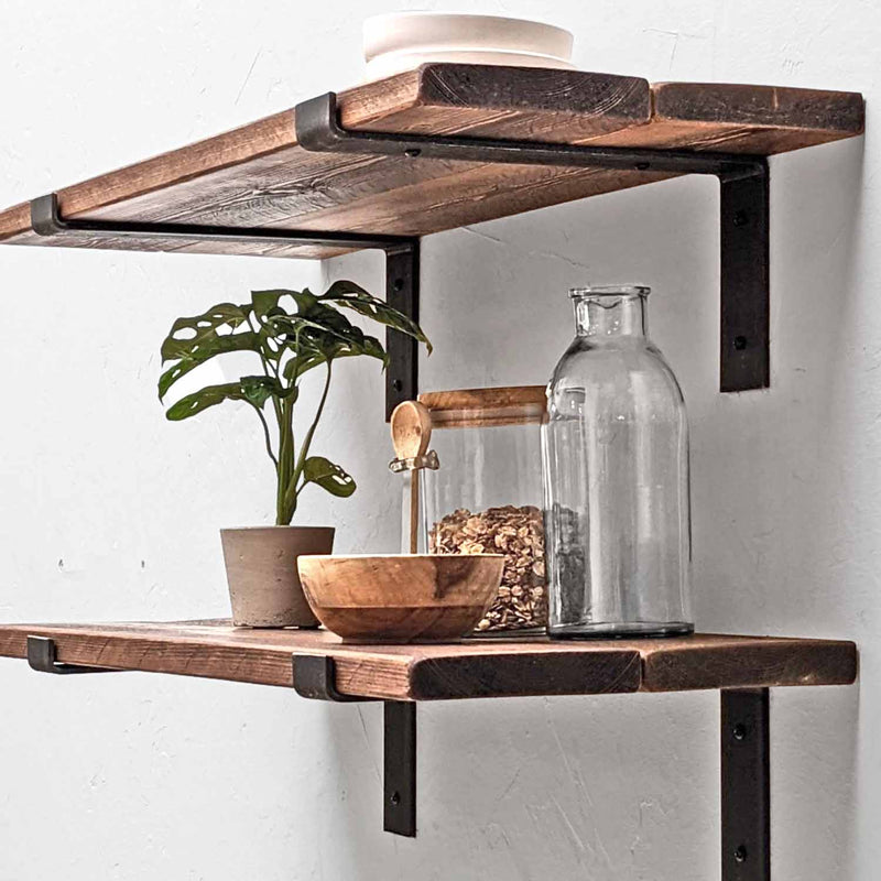 Rustic Thin Lipped Metal Bracket Shelf | 30cm Depth