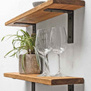 Rustic Wooden Shelf | Metal Brackets | Thin | 15cm Depth