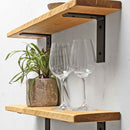 Rustic Wooden Shelf | Metal Brackets | Thin | 15cm Depth