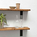 Rustic Wooden Shelf | Metal Brackets | Thin | 15cm Depth