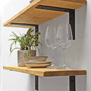 Rustic Wooden Shelf | Metal Brackets | Thin | 22cm Depth