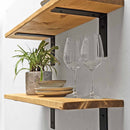 Rustic Wooden Shelf | Metal Brackets | Thin | 22cm Depth