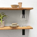 Rustic Wooden Shelf | Metal Brackets | Thin | 22cm Depth