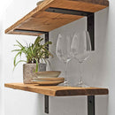 Rustic Wooden Shelf | Metal Brackets | Thin | 22cm Depth
