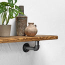Thin Wooden Shelf - Industrial Pipe Bracket | 22cm Depth